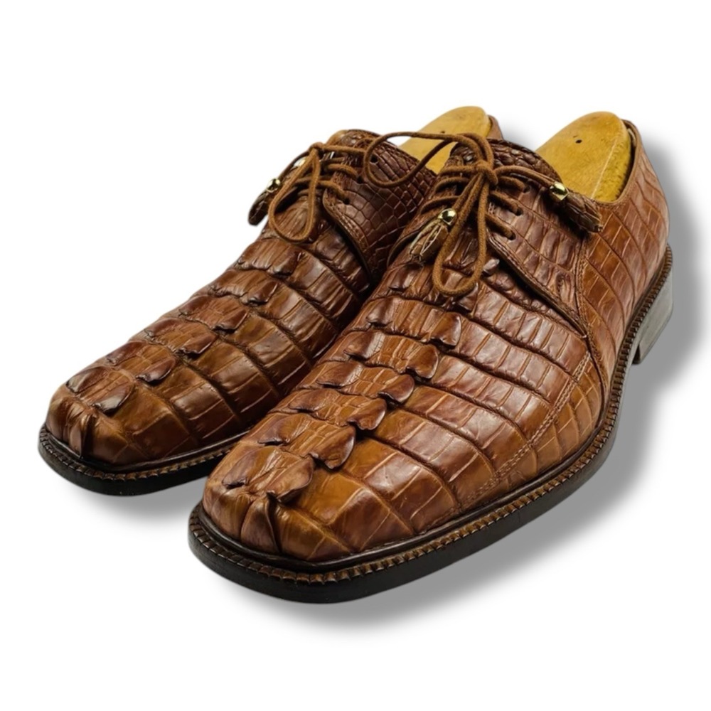 Max Leather USA Handmade Hornback Pure‎ Crocodile Square Toe Dress Shoe 12